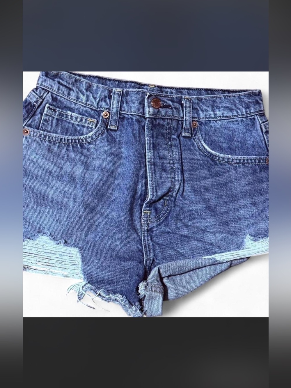Forever 21 Distressed Denim Jean Shorts - Blue